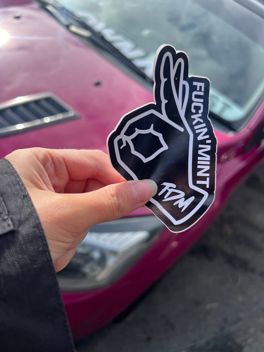 TDM "Fuckin' Mint" Hand Signal Car Sticker Decal (black)